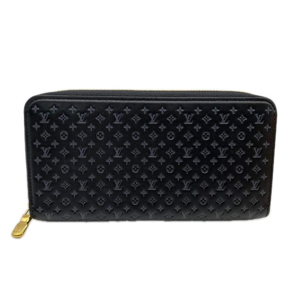 LOUIS VUITTON Nanogram Zippy Wallet M82233 Long Black Gray Calf Leather Women's